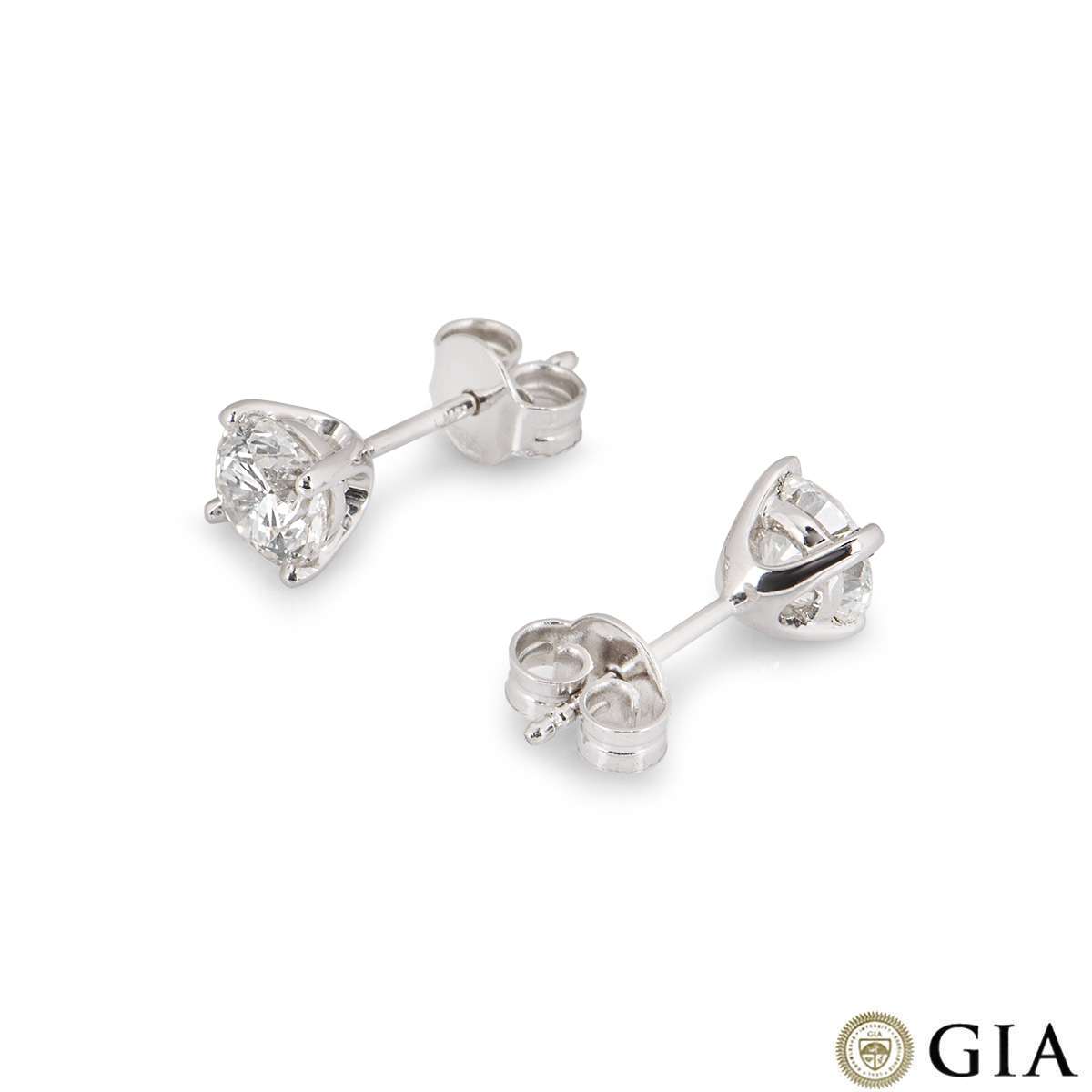 White Gold Round Brilliant Cut Diamond Earrings 1.60ct TDW